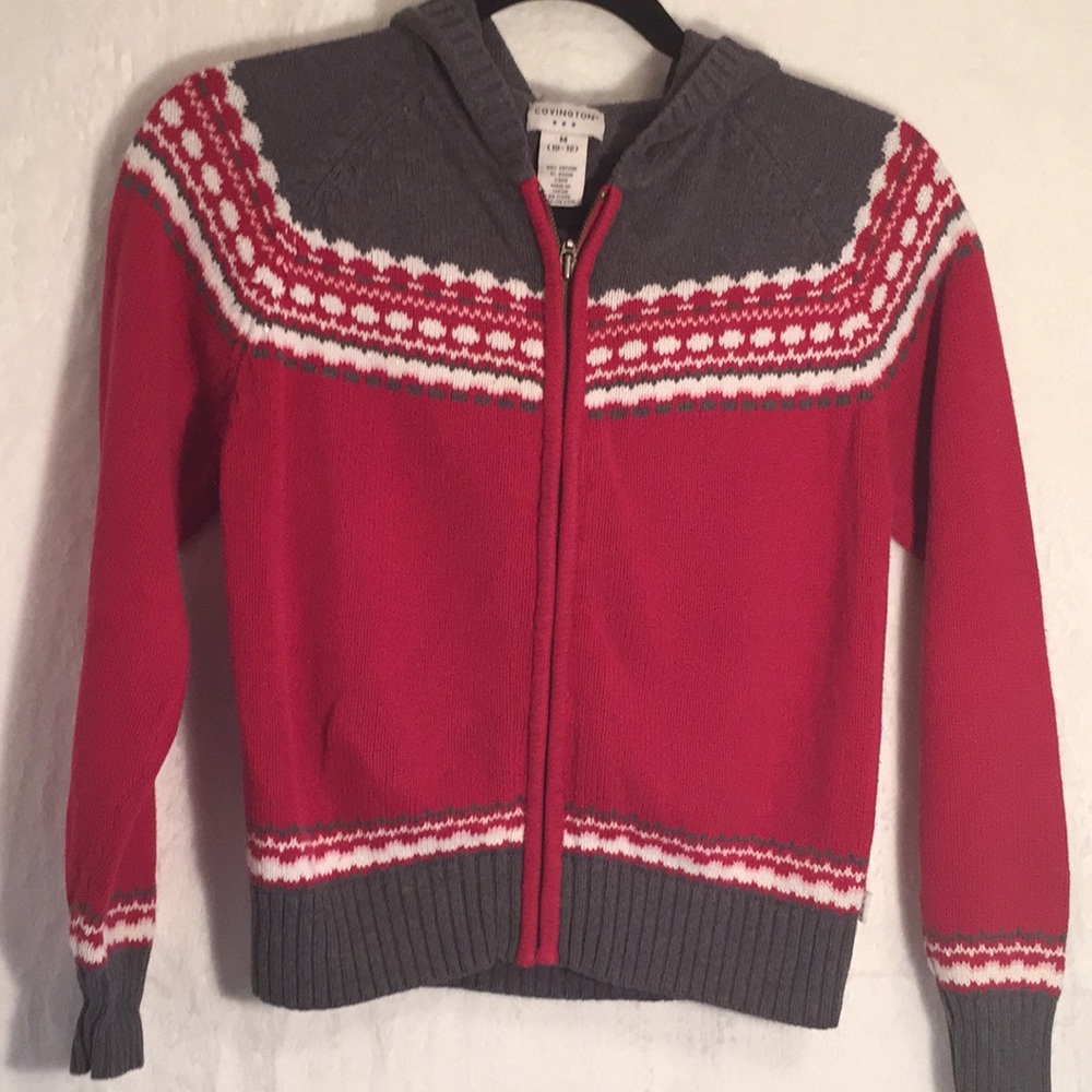 Covington Red and Gray Knitted Jacket-Size M 10/12